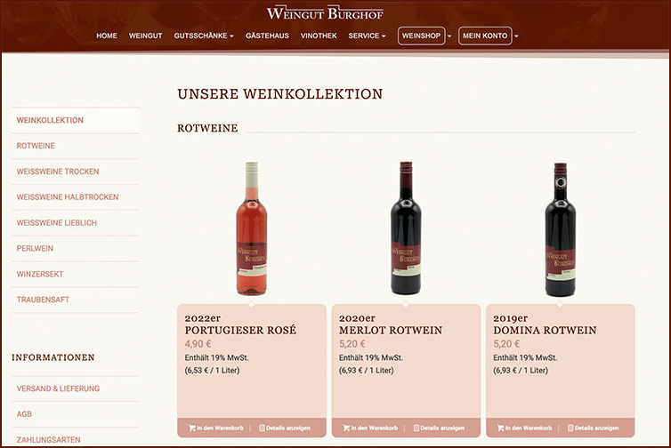 Screenshot Onlineshop